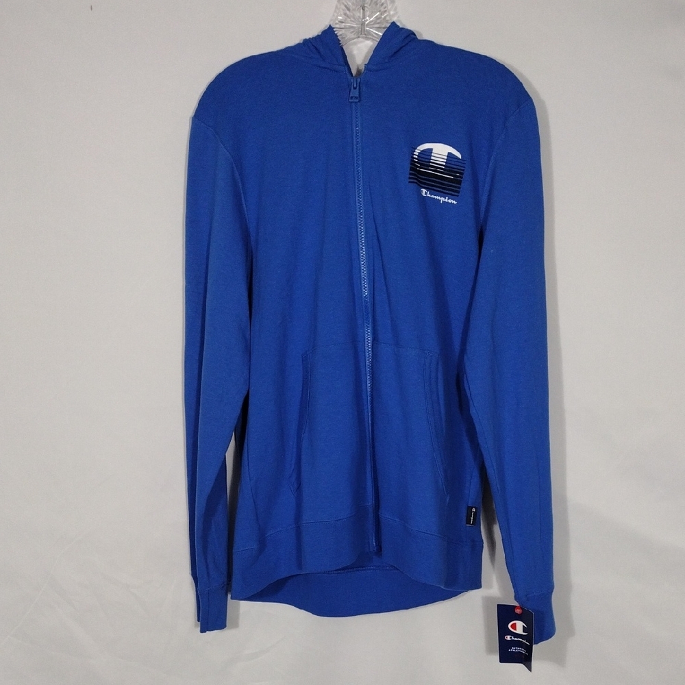NWT Men's Champion Bright Blue Graphic Zip-Up Hoodie Full Zip Size Small
